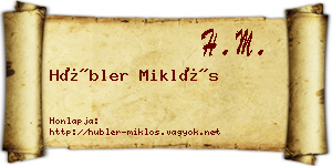Hübler Miklós névjegykártya